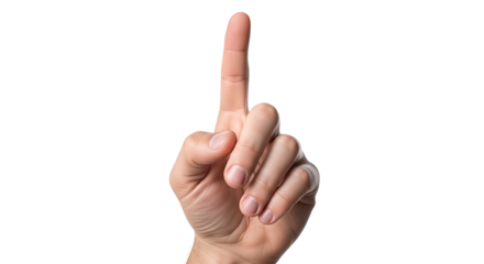 Hand pointing up with index finger Isolated on transparent background, png showing direction or attention
