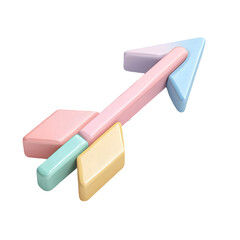 Cupid arrow clay pastel icon symbolizing love and attraction