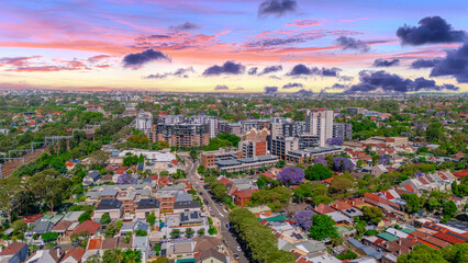 Panorama Drone Aerial view of Summer Hill Lewisham Ashfield of Suburban federation residential...