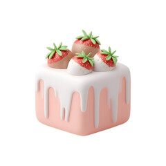 Clay pastel cake with strawberries symbolizing sweet romantic dessert