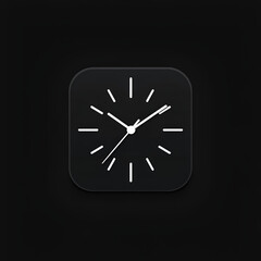 Stylish black clock face displaying time, perfect for modern design or apps, showcasing sleek minimalism.
