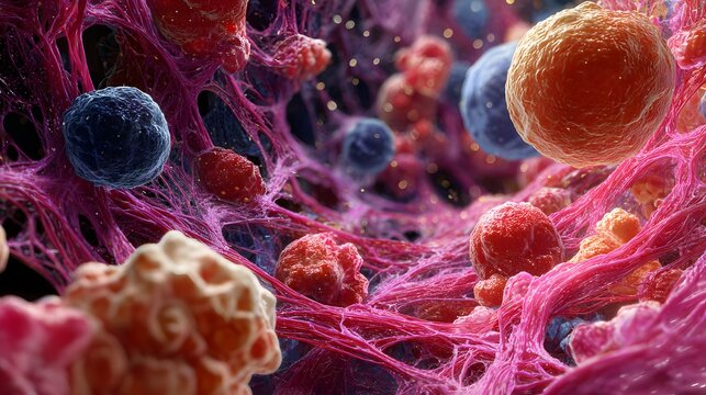 Microscopic view of cellular structures and connective tissue.