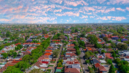 Panorama Drone Aerial view of Summer Hill Lewisham Ashfield of Suburban federation residential...