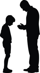 silhouette of father and son in prayer