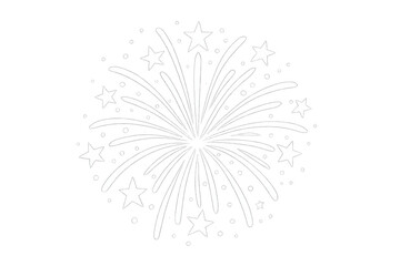 Fireworks explosion icon with stars on transparent background, symbolizing celebration, party, and festive event