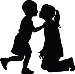 Silhouette illustration of a mother and child walking, showing family love