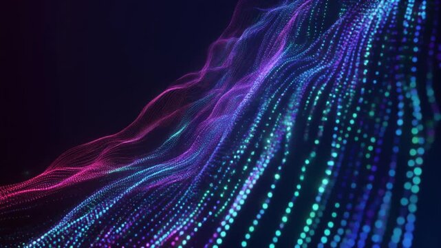 Cyberpunk Data Network with Glowing Blue Purple Data Streams Forming Intricate Connections - Sci-Fi Background