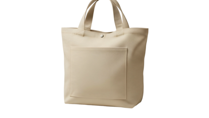 Single plain canvas shopping bag featuring a front pocket and dark background