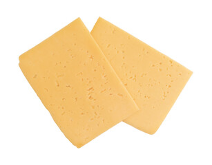 sliced cheese isolated, top view