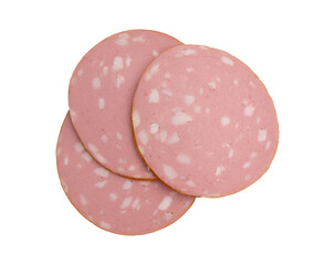 mortadella sausage isolated on white