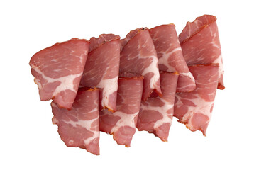 slices of pork neck cured isolated
