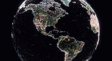 Illuminated digital representation of Earth displaying global city lights at night
