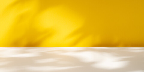 Obraz premium Yellow abstract background with gradient and white table
