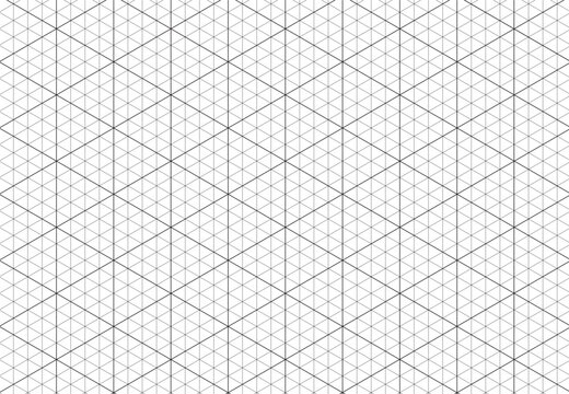 Isometric grid pattern. Line guides. Isometric 3d perspective graph background. Notebook sheet blank. Typography pattern for making notebooks production for school. Hexagon and triangles line texture.