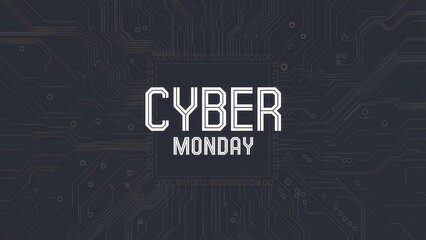 Cyber monday sale promotion banner with circuit board background for online shopping and discount offers, a perfect marketing campaign for retailers