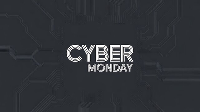 Futuristic cyber monday sale promotion with circuit board pattern, perfect for technology and online shopping themed campaigns and social media posts - Powered by Adobe