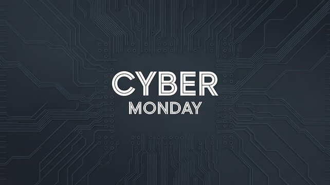 Modern cyber monday sale promotion with circuit board pattern, ideal for technology and online shopping themed campaigns and social media marketing