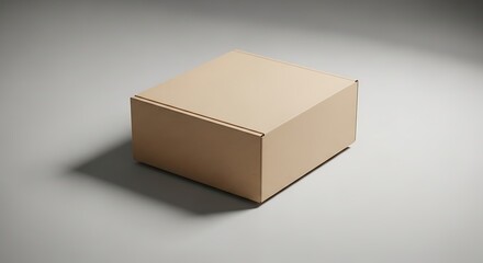 Minimalist Cardboard Box on Neutral Background for Product Mockups.