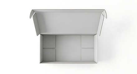 Open Gray Cardboard Box Mockup - Top View for Packaging Design.