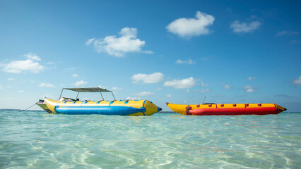 Banana boat on the Bara beach at Tanjung Bira