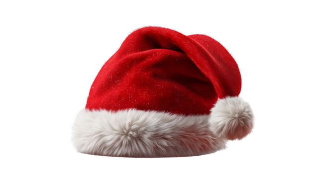 Red santa hats. New Year red hat  transparent background