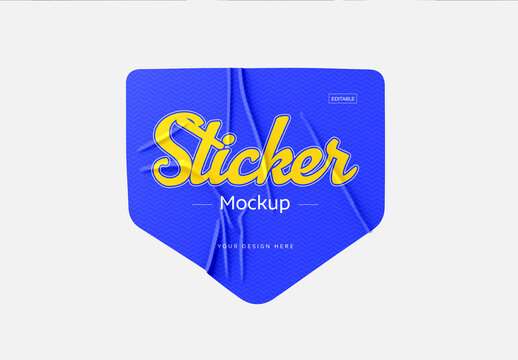 Wavy Crinkled Adhesive Label Sticker Mockup PSD