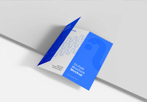 Open View Tri-Fold Folded Brochure Mockup PSD