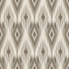 Modern Ikat Autumn Diamond: Geometric Symmetry in Red, Beige, and Green with Woven Depth