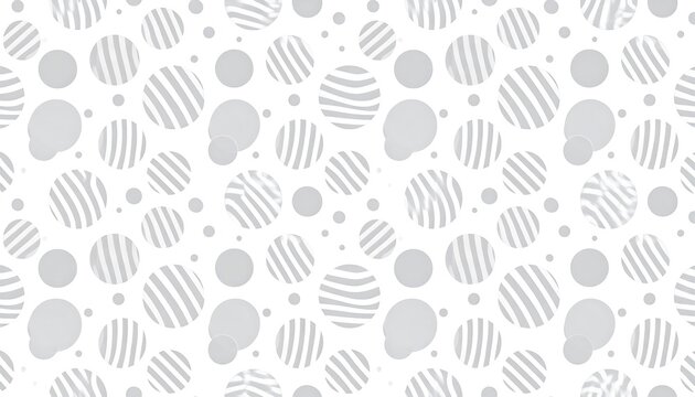 Seamless pattern featuring scattered, pale gray circles and irregularly shaped splotches, some with striped designs against a white backdrop