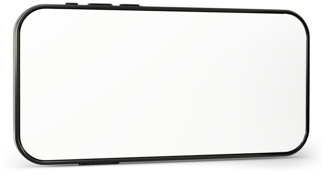 3D Horizontal smartphone mockup with white screen. Black mobile phone isolated on white background. Landscape phone. 3d png illustration - Powered by Adobe