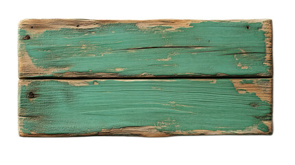 Weathered Wooden Plank with Distressed Green Paint Texture