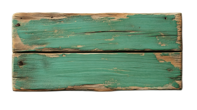Weathered Wooden Plank with Distressed Green Paint Texture