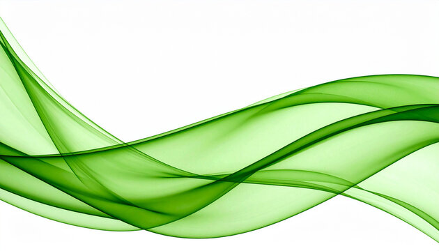 Closeup plain green and white curve waves composition on white backdrop for abstract wallpaper
3