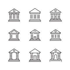 Modern bank structure solid icons