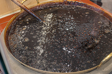 View of making tapioca pearl. It is for Taiwanese traditional drink bubble tea