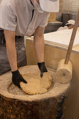 View of making tapioca pearl. It is for Taiwanese traditional drink bubble tea