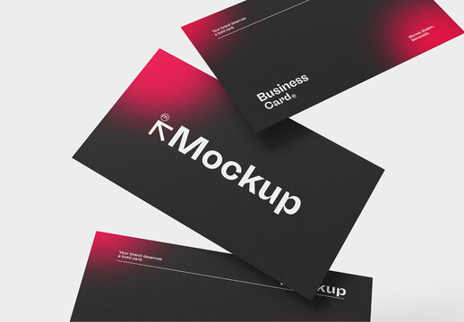 Set of Floating Business Card Mockup PSD