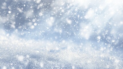 Fototapeta premium magical snowy background with glowing night sky and falling snowflakes.