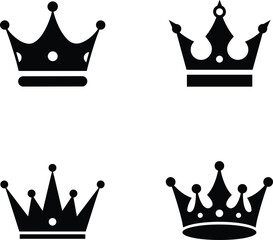 Crown, Silhouette, Vector, Icon, Symbol, Royal, King, Queen, Black, White, Outline, Graphic, Design, Illustration, Luxury