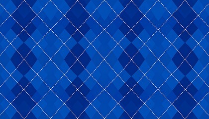Seamless repeat pattern of diamond shapes, alternating blue hues separated by a light-colored grid-like design