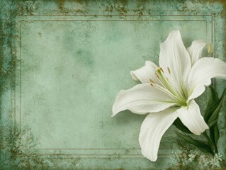 Sympathy Frame. White Lily Border Template for Invitation or Award Certificate