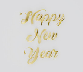 Festive Golden Happy New Year Typography on Backdrop. 3d rendering illustration not AI