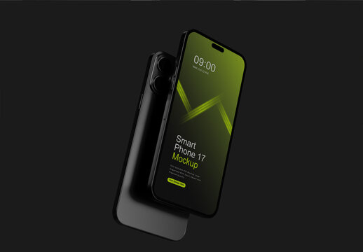 Realistic 3D Floating Smartphone Device Screen Mockup PSD