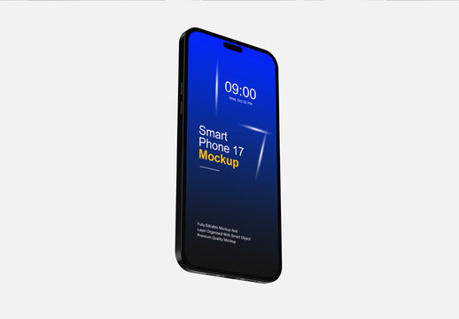 Realistic Modern Smart Phone Mockup PSD on Black Background
