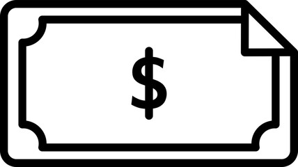 Money Cash Banknote Icon – Dollar Bill Outline – UI Line Vector Symbol