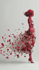 A woman covered in rose petals. Mother's Day. An evocative image.