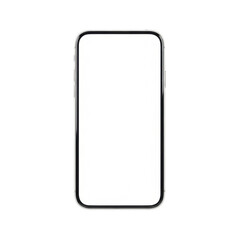 Modern smartphone outline with blank screen isolated on black for mockup designs transparent background