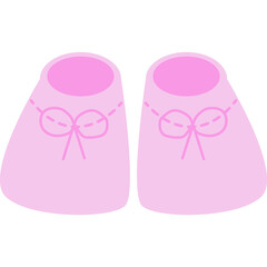 Pair Of Pink Baby Booties With Bows On A Transparent Background