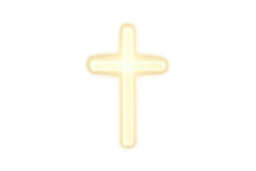 Obraz premium Glowing christian cross symbol representing faith, hope, religion, spirituality, light, divine guidance, and heaven on transparent background