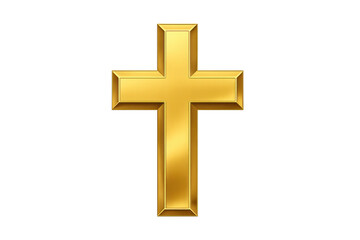 Obraz premium Golden christian cross symbol representing faith, spirituality, religion, hope, worship, and resurrection with shiny metal finish
